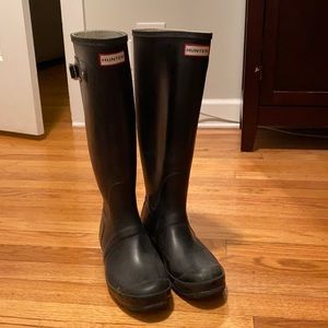 HUNTER Black matte tall boots wellies